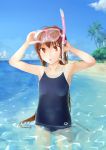  :o arena_(company) arms_up beach blue brown_hair child diving_mask flat_chest little_busters!! long_hair natsume_rin ocean one-piece_swimsuit open_mouth outdoors ponytail red_eyes rico_(remilia) school_swimsuit snorkel solo standing submerged surprised swimsuit wading water wet 