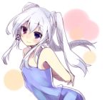  arms_behind_back blue_eyes blush camisole ciel_sacred hair_ornament heterochromia long_hair mishima_kurone original payot red_eyes smile solo twintails white_hair 