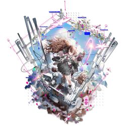  1girl ahoge animal_ear_fluff animal_ears arknights arm_up backpack bag bahao_diqiu bandaid bandaid_on_knee bandaid_on_leg bare_legs bare_shoulders black_bag black_gloves black_jacket black_socks boots braid brown_hair bug cable closed_mouth clouds cloudy_sky day detached_sleeves determined dragonfly dress drone english_text floating_hair freckles frilled_skirt frills from_above full_body game_asset glitch gloves grey_dress grey_eyes hair_between_eyes hair_intakes hair_ornament hairclip headphones highres holding holding_headphones holding_staff id_card jacket lantern legs_apart lightning_bolt_hair_ornament lightning_bolt_symbol long_hair looking_up messy_hair multicolored_gloves multicolored_hair multicolored_jacket non-web_source official_art open_clothes open_jacket outdoors pink_gloves raccoon raccoon_ears raccoon_girl raccoon_tail radio_antenna radio_tower shoulder_bag skirt sky sleeping_bag sleeveless sleeveless_jacket socks solo staff standing tachi-e tail tail_strap tassel tearing_up thick_eyebrows timeslot_(arknights) transparent_background twin_braids two-tone_gloves two-tone_hair two-tone_jacket wavy_mouth white_boots white_hair white_jacket white_sleeves 