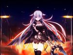  bloody_rondo blue_eyes cape cleavage game_cg grey_hair kneehighs lynette_vance makita_maki sword tagme_(character) weapon 