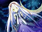  dress hoshizora_no_memoria long_hair mare_s_ephemeral night ribbons snow tree white_hair yellow_eyes 