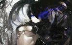  1girl bikini_top black_gloves black_hair black_rock_shooter black_rock_shooter_(character) blue_eyes gloves long_hair solo star twintails 