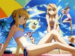  animal_ears beach bikini carnival_phantasm catgirl crossover fate/stay_night illyasviel_von_einzbern melty_blood morita_kazuaki neko_arc saber shingetsutan_tsukihime swimsuit 