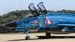  absurdres aim-9_sidewinder air-to-air_missile aircraft airplane artist_name clipboard ejection_seat external_fuel_tank f-4_phantom_ii fighter_jet hakurei_reimu helmet highres holding holding_unworn_helmet kudryavka_trop landing_gear landscape m61_vulcan military_vehicle missile no_humans nose_art original pilot pilot_helmet signature torii touhou twitter_username unworn_headwear unworn_helmet vehicle_focus yin_yang yin_yang_print 