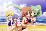  bikini furude_rika higurashi_no_naku_koro_ni houjou_satoko mizugi ryuuguu_rena sakai_kyuuta school_swimsuit sonozaki_mion sukumizu swimsuit 