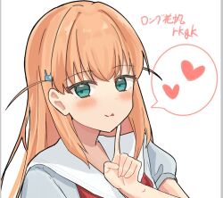  1girl :p alternate_hair_length_(longer) alternate_hairstyle aqua_eyes blush closed_mouth dress hair_ornament hasu_no_sora_school_uniform heart hinoshita_kaho hisho_(rythm_hisho) long_hair looking_at_viewer love_live! love_live!_hasu_no_sora_jogakuin_school_idol_club neckerchief portrait rabbit_hair_ornament red_neckerchief sailor_collar sailor_dress school_uniform short_sleeves simple_background smile solo spoken_heart summer_uniform swimsuit tongue tongue_out translation_request two_side_up virtual_youtuber white_background white_dress white_sailor_collar 