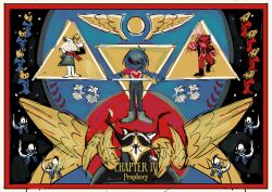  1boy 1girl 6+others absurdres armor axe border delta_rune_(symbol) deltarune goat_boy guei_(deltarune) highres holding holding_axe knight kris_(dark_world)_(deltarune) kris_(deltarune) mizzle_(deltarune) multiple_others organikk ralsei red_border red_soul_(utdr) reptile_girl roaring_knight scallybag01 soul_(utdr) susie_(dark_world)_(deltarune) susie_(deltarune) titan_(deltarune) utdr_(toby_fox) wafer_(deltarune) wings 