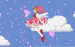  card_captor_sakura clouds dress kinomoto_sakura petals ribbons wings 