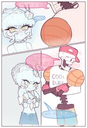 ! ... ...! ...? 1boy 1girl 2025 2d ? alternate_costume anthro aqua_shorts aqua_skin bad_deviantart_id bad_id bad_tiktok_id baseball_cap bead_bracelet bead_necklace black_bra blue_skirt blush bra bracelet breasts cephalopod cephalopod_eyes cleavage clothes_writing colored_skin comic commentary denim denim_skirt digital_media duo english_commentary english_text eyelashes female flower_hair_ornament gloves green_pupils hair_ornament hat heart hetero highres horizontal_pupils humanoid ichi_(tentaclesnbones) interspecies jewelry kabedon male miniskirt monster monster_boy monster_girl necklace oc_x_canon octopus octopus_girl off-shoulder_shirt off_shoulder official_alternate_costume original original_character papyrus_(undertale) red_gloves red_hat sequential shirt short_hair shorts simple_background skeleton skirt spaghetti_strap sparkle speech_bubble suction_cups sweat teeth tentacle_girl tentacle_hair text undead undertale utdr_(toby_fox) white_background white_hair white_shirt wristband yellow_eyes