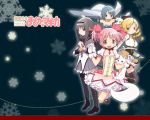  akemi_homura black_hair blonde_hair blue_eyes blue_hair boots bow cape dress gloves group hat headband kaname_madoka kneehighs kyubey long_hair mahou_shoujo_madoka_magica miki_sayaka pantyhose pink_eyes pink_hair ribbons seifuku short_hair thigh-highs tomoe_mami twintails violet_eyes yellow_eyes 