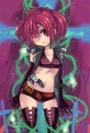  belt boots brown_eyes elbow_gloves etori gloves hair_over_one_eye halter_top halterneck midriff navel night_seeker_(sekaiju) open_vest pink_hair ribs sekaiju_no_meikyuu sekaiju_no_meikyuu_4 short_shorts shorts thigh-highs thigh_boots thighhighs 