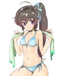  black_hair navel original purple_eyes side_ponytail swimsuit towel usikani violet_eyes 