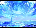  cloud clouds dragon fantasy letterboxed moon mountain no_humans ocean original suiryuu_(starry_dorm) tsurara_neko water western_dragon 