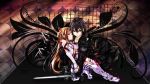  brown_hair kirigaya_kazuto sword sword_art_online weapon yuuki_asuna 