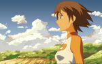  brown_eyes brown_hair byousoku_5_centimetre clouds shinkai_makoto short_hair sky sumida_kanae 