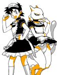  1boy black_hair child crossdressinging maid mewtwo open_mouth pokemon pokemon_(anime) satoshi_(pokemon) tegaki 