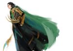  black_hair green_eyes headwear_removed helmet helmet_removed horns loki_(marvel) male marvel pump_(artist) solo 