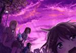  akiyama_mio bad_id casual hashiribe hirasawa_yui k-on! kotobuki_tsumugi multiple_girls purple scenery sunset tainaka_ritsu v 