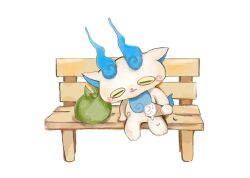  bench commentary_request holding holding_ice_cream_cone ice_cream_cone komasan no_humans park_bench simple_background sitting sleeping solo tbsagaruyimdjrt white_background white_fur youkai_(youkai_watch) youkai_watch 