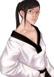  black_hair brown_eyes collarbone glasses kusagami_style lips original simple_background solo white_background 