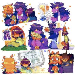  1boy 1other 3girls ^_^ alphys animal_ears antlers blonde_hair brown_hair chibi closed_eyes colored_sclera colored_skin deer_antlers deer_ears deer_girl deltarune furry furry_female hammer holding holding_hammer holding_ice_cream_cone horns ice_cream_cone kris_(deltarune) lizard_tail multiple_girls noelle_holiday orange_fur pomme8oooo8 purple_hair purple_skin reptile_girl sans_(undertale) scene_reference spoilers susie_(deltarune) tail utdr_(toby_fox) watermark wide-eyed yellow_sclera yellow_skin 