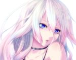  blue_eyes braid choker close-up daburu face highres ia_(vocaloid) lips long_hair looking_at_viewer necklace open_mouth pink_hair portrait smile solo vocaloid 
