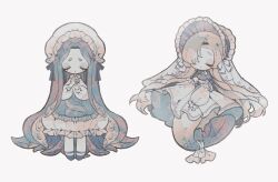  2girls absurdly_long_hair apron black_bow black_shoes blonde_hair blue_apron blue_hair bonnet bow bowtie closed_eyes closed_mouth collared_dress commentary_request dot_mouth dress floating frilled_apron frilled_bonnet frilled_dress frilled_sleeves frills hair_bow hair_over_one_eye hat highres long_hair long_sleeves merfolk mermaid mob_cap monster_girl multiple_girls naiguozi original own_hands_together pantyhose puffy_long_sleeves puffy_sleeves ribbon shoes standing tail tail_ornament tail_ribbon tentacle_hair tentacle_print veil very_long_hair white_background white_bow white_bowtie white_dress white_pantyhose white_ribbon white_veil 