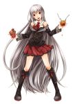  apple boots caramel caramel_apple cupcake food fork fruit knife long_hair red_eyes skirt solo sukone_tei toudou_charo tr utau very_long_hair white_hair 