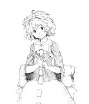  flower lily_of_the_valley looking_at_viewer medicine_melancholy monochrome short_hair simple_background smile solo takeuma touhou white_background 