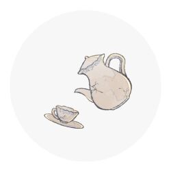  commentary_request crack cracked_teacup cup floating lid naiguozi no_humans original porcelain profile_picture saucer still_life tea_set teacup teapot watercolor_effect white_background 