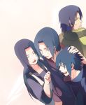  3boys :d age_difference apron blue_hair brothers closed_eyes eyes_closed family father_and_son happy husband_and_wife long_hair mother_and_son multiple_boys naruto oba-min open_mouth short_hair siblings smile uchiha_fugaku uchiha_itachi uchiha_mikoto uchiha_sasuke 