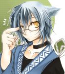  amase_tatsuki animal_ears cat_ears choker collarbone glasses long_sleeves lowres male morichika_rinnosuke short_hair silver_hair solo touhou whiskers yellow_eyes 