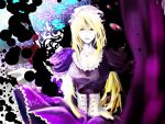  bad_proportions blonde_hair corset dress hat long_hair pale_skin purple_dress solo touhou yakumo_yukari yoddsn 