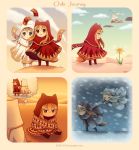  &gt;_&lt; alternate_color brown_eyes brown_hair chibi cloth_fish cosplay dav-19 desert flower flower_(game) frown journey original parody robe scarf sitting sparkle spoilers tail traveler traveler_(cosplay) watermark web_address 