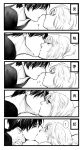  1girl comic contemporary couple genderswap incipient_kiss kiss kousaka_jinnaizaemon long_hair monochrome naka_(sm6130) rakudai_ninja_rantarou short_hair translation_request zenpouji_isaku 