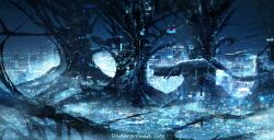  building chinese_commentary city cityscape commentary_request english_text fantasy highres huashijw night no_humans original outdoors scenery skyscraper 