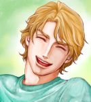  ^_^ blonde_hair closed_eyes eyes_closed keith_goodman laughing male pnzkor short_hair solo tiger_&amp;_bunny 