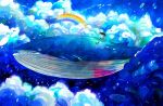  bad_id black_hair cloud clouds fish long_hair nomiya nomiya_(no_38) original rainbow school_uniform sky solo whale 