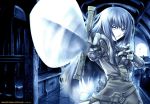  armor gray_eyes knight sword weapon white_hair 