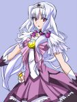  choker cosplay cure_happy cure_happy_(cosplay) himo idolmaster long_hair pink_eyes precure shijou_takane silver_hair skirt smile_precure! solo tiara 