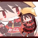  blush_stickers brown_hair chibi coca-cola copyright_request food_themed_clothes hat nijiirosekai personification red_eyes satsuki_mei_(sakuramochi) smile 