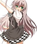  checkered checkered_skirt green_eyes haiyore!_nyaruko-san henshin highres kamen_rider nyarlathotep_(nyaruko-san) open_mouth silver_hair skirt thigh-highs thighhighs transparent_background 