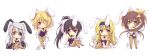 :&lt; animal_ears bare_shoulders black_hair blonde_hair blue_eyes breasts brown_hair bunny bunny_ears bunny_girl bunny_tail bunnysuit cecilia_alcott charlotte_dunois chibi cleavage detached_collar eyepatch fishnet_pantyhose fishnets green_eyes grin holding huang_lingyin infinite_stratos large_breasts laura_bodewig long_hair miyata_(miyatami07) multiple_girls open_mouth pantyhose pink_eyes ponytail purple_eyes rabbit rabbit_ears red_eyes shinonono_houki shoes side_ponytail silver_hair sitting smile tail twintails violet_eyes wrist_cuffs 