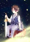  brown_eyes brown_hair cape card_captor_sakura cardcaptor_sakura child highres li_xiaolang male pun2 short_hair sword weapon 