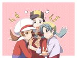  2girls annoyed backwards_hat baseball_cap black_eyes black_hair blue_eyes blue_hair brown_eyes brown_hair cabbie_hat cropped_jacket crystal_(pokemon) gold_(pokemon) hat jacket kotone_(pokemon) low_twintails multiple_girls pokemon pokemon_(game) pokemon_gsc pokemon_hgss pulling_hair weee_(raemz) 