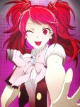  hiraijin jewelry kujikawa_rise long_hair open_mouth persona persona_4 reaching red_eyes red_hair redhead smile solo twintails wink 