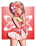  butterfly cowboy_shot cure_rouge fingerless_gloves flower frills gloves hair_flower hair_ornament jewelry kousaka_jun light_smile long_hair looking_at_viewer miniskirt natsuki_rin pouch precure red red_eyes red_hair redhead skirt sleeveless solo v wink yes!_precure_5 yes!_precure_5_gogo! 
