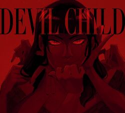  1girl blunt_bangs card_board_star closed_mouth commentary extra_arms eyelashes head_rest highres long_hair monochrome nico_robin one_piece red_background smile solo 