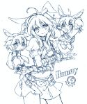  bunny_ears citri copyright_request looking_at_viewer lowres monochrome open_mouth rabbit_ears short_hair skirt smile yuetsuki_(ash) 