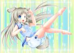  animal_ears barefoot bloomers blue_eyes china_dress chinese_clothes dog_ears fang feet inumine_aya little_busters!! long_hair noumi_kudryavka shorts silver_hair 